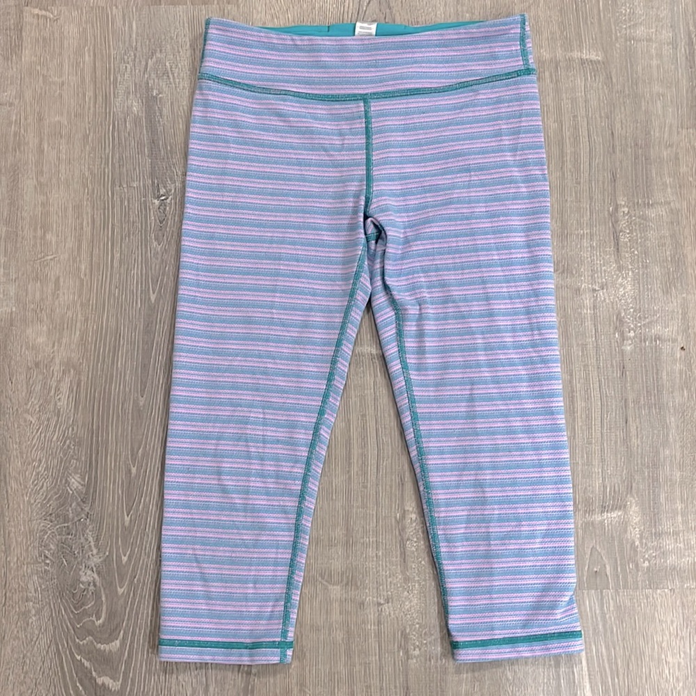 Ivivva by lululemon rhythmic crop legging in slub knit stripes pink & green